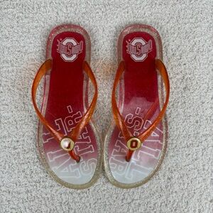 Ohio State Sandals Womens S 5/6 Red Jelly Thong Flip Flop College Buckeyes Beach